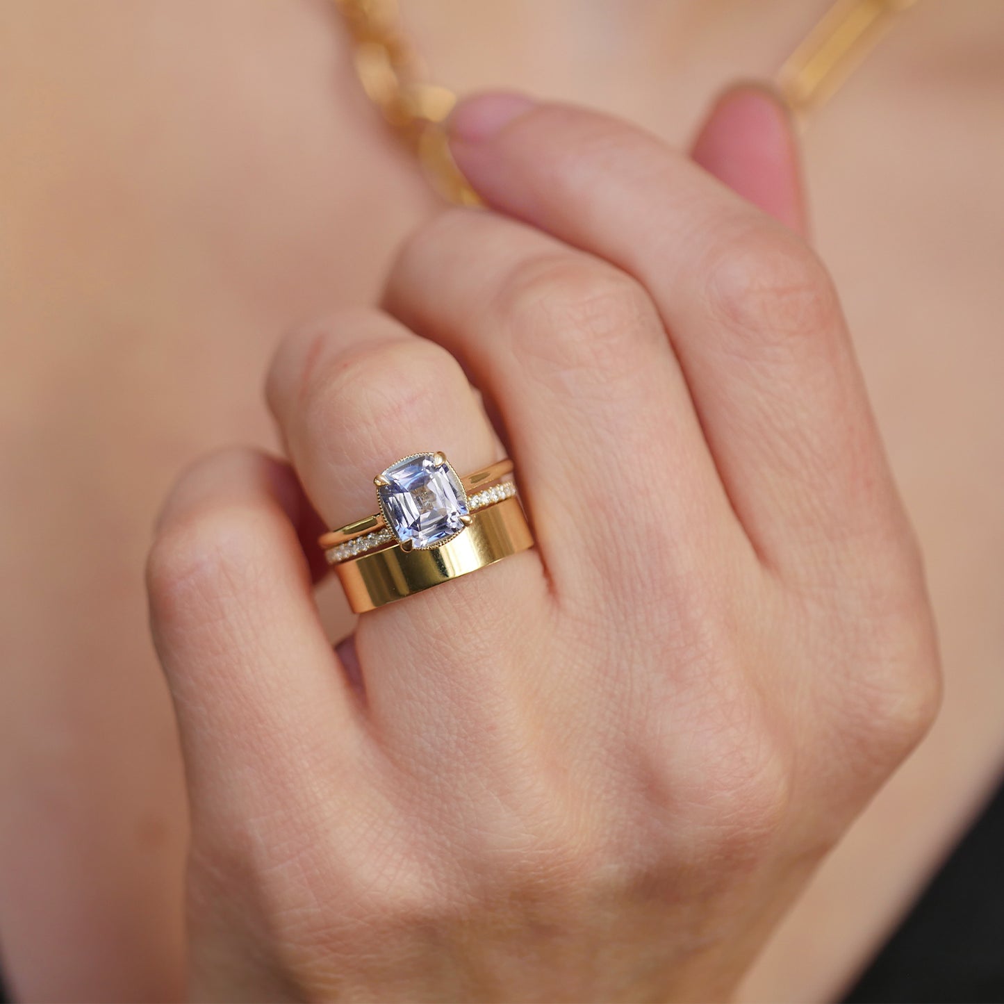 Cornflower Cushion Sapphire Solitaire