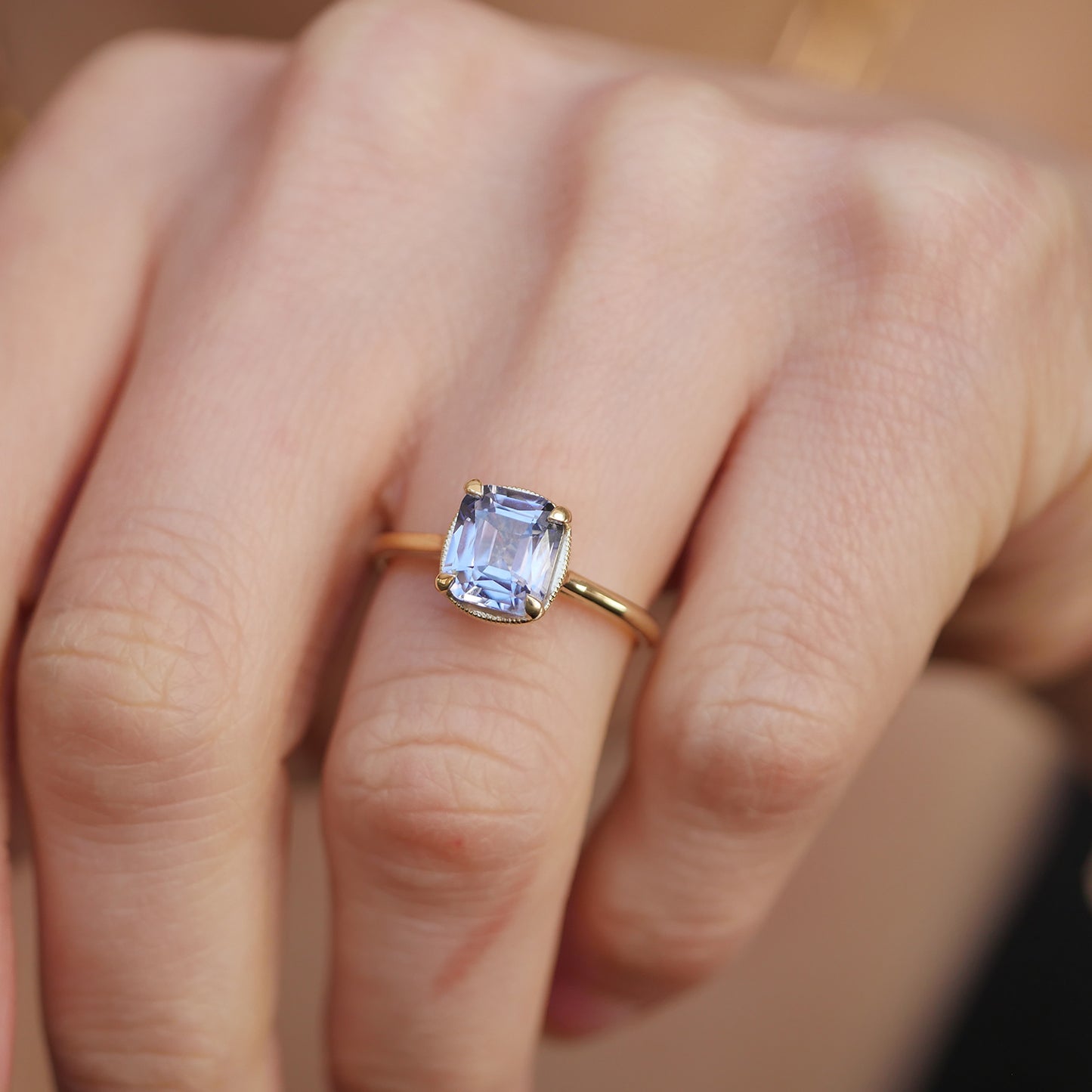 Cornflower Cushion Sapphire Solitaire