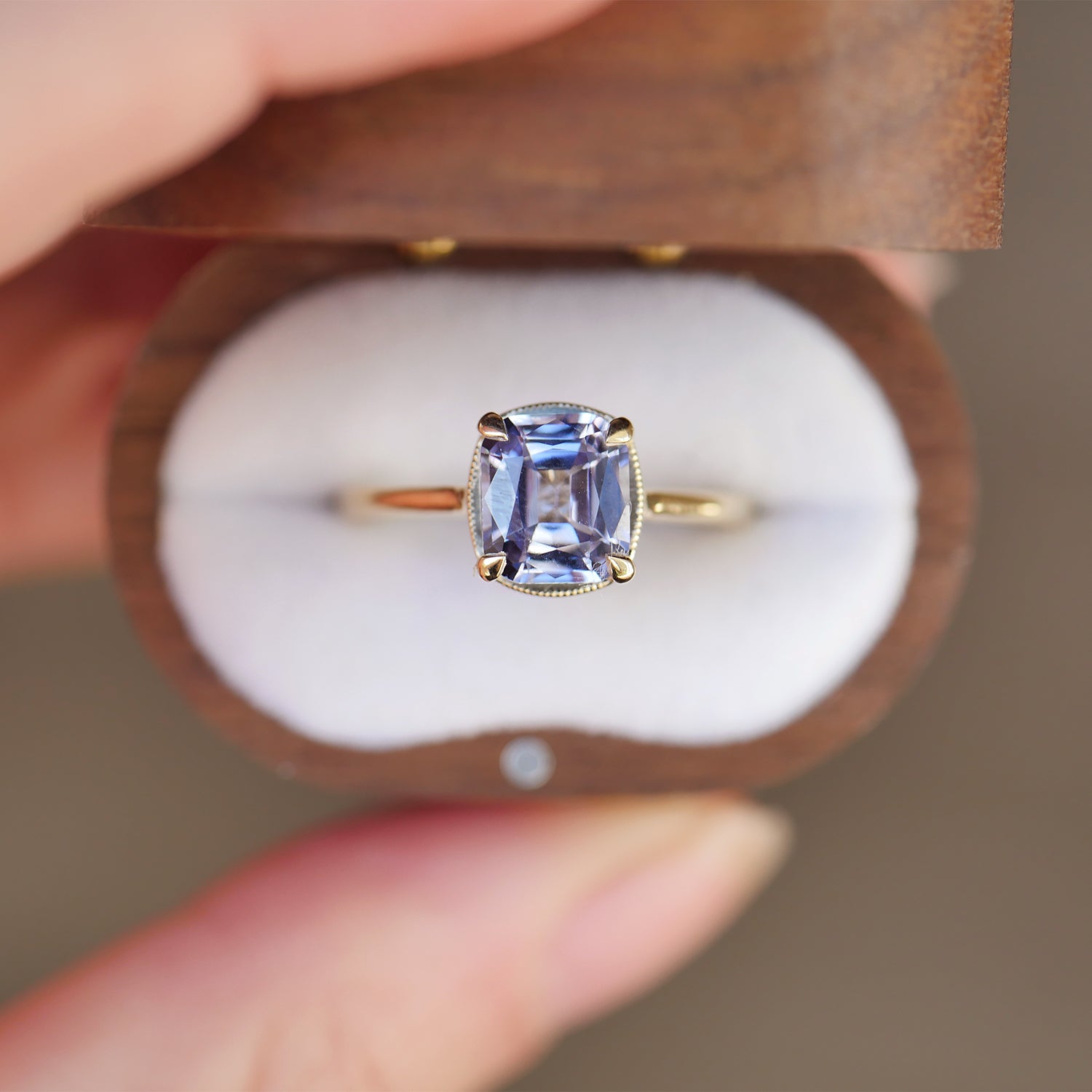 Cornflower Cushion Sapphire Solitaire