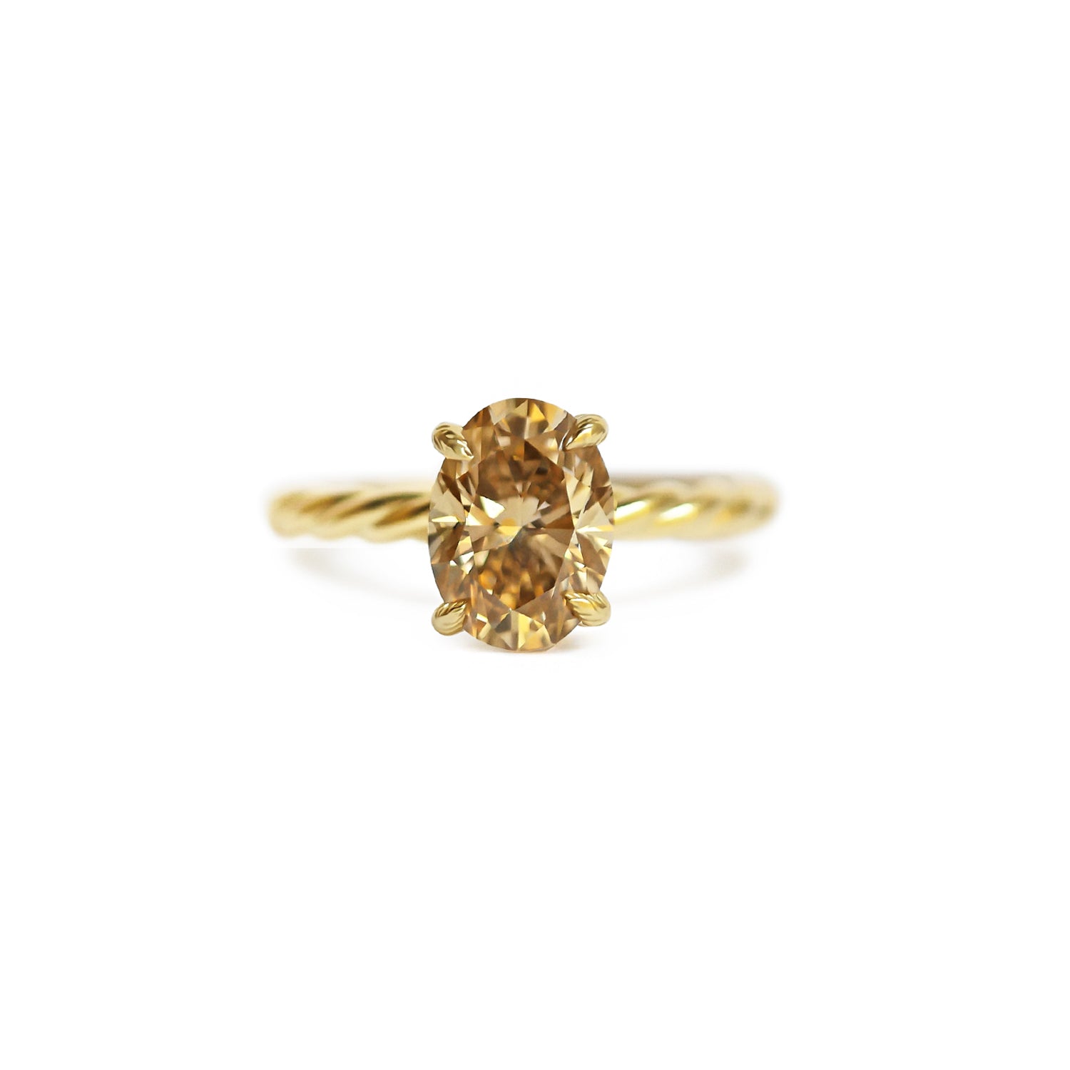 Custom Champagne Rope Band Solitaire