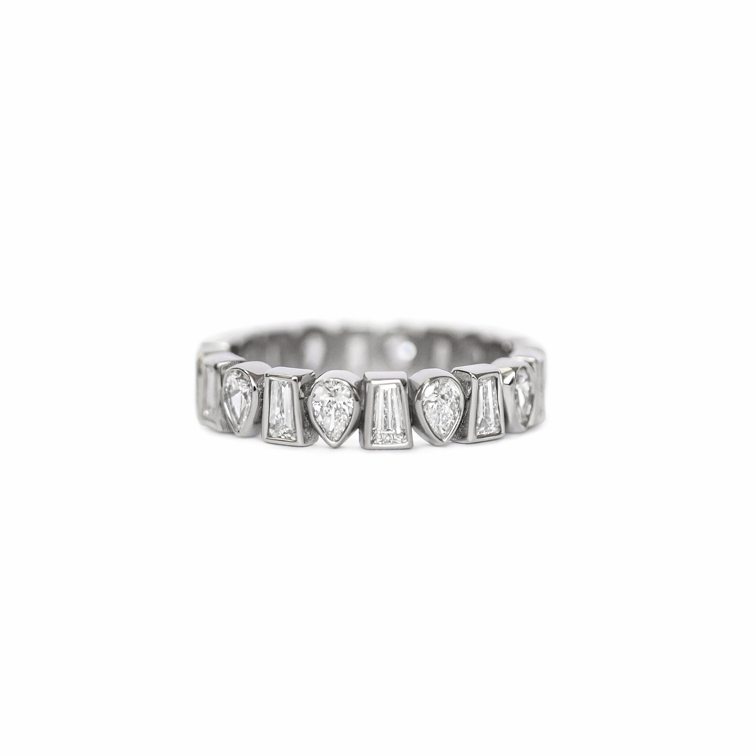 Custom Bezel Baguette and Pear Eternity Band