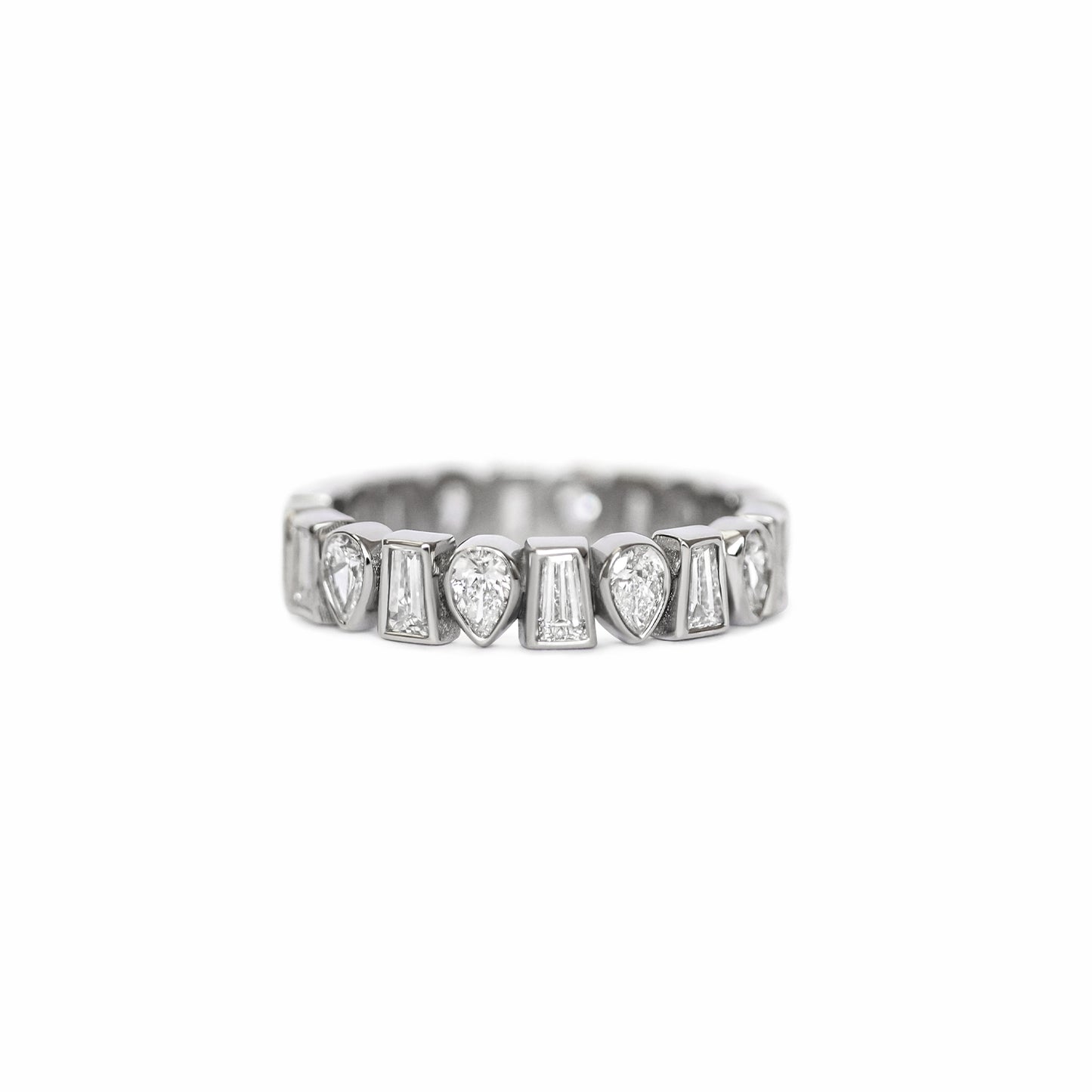 Custom Bezel Baguette and Pear Eternity Band