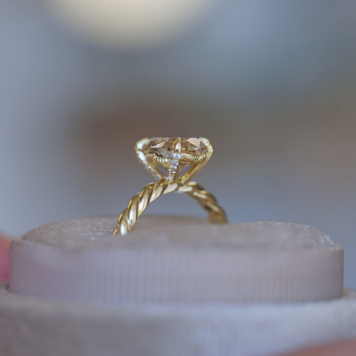 Custom Champagne Rope Band Solitaire