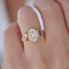 Custom Lab Diamond and Sapphire Cluster Ring