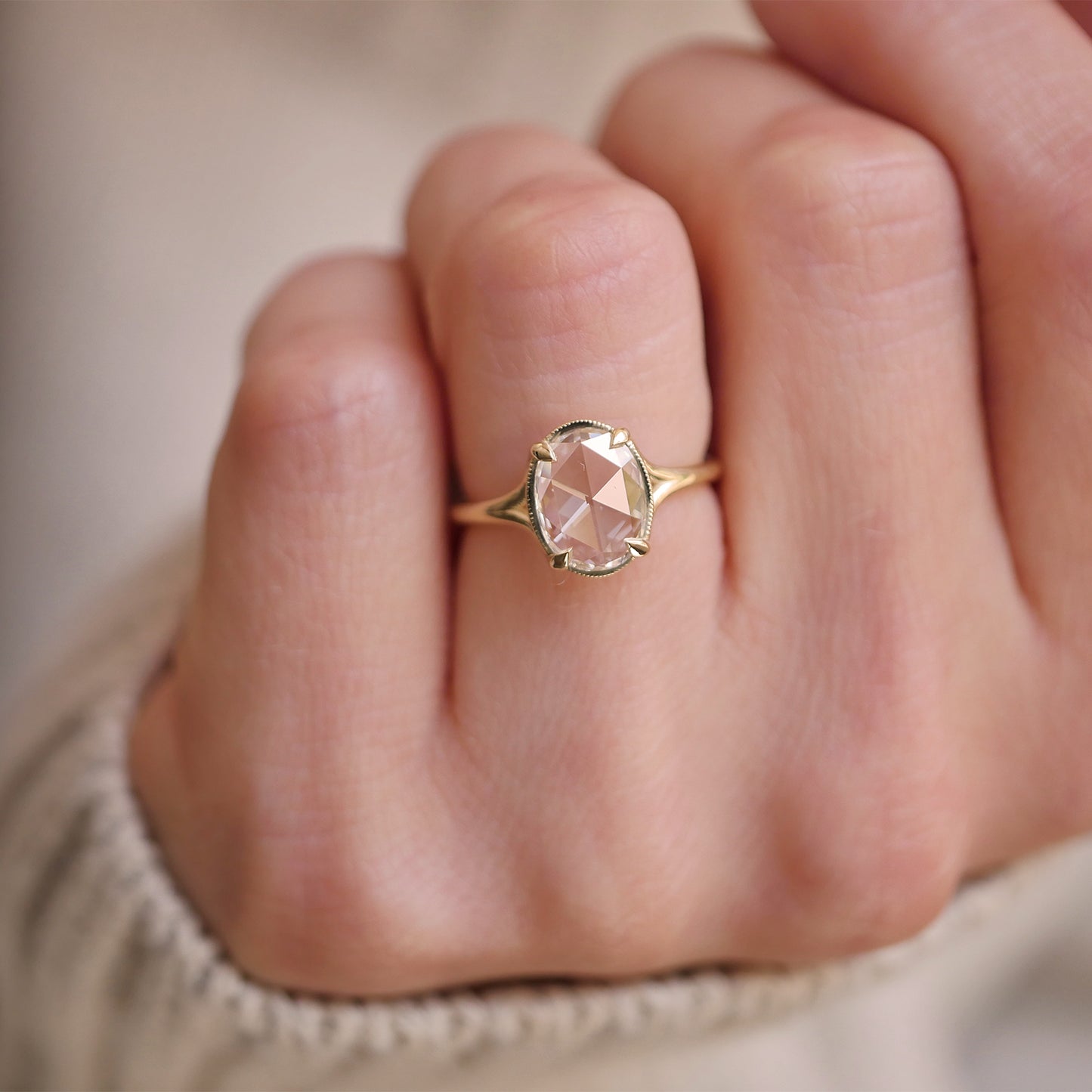 Custom Rose Cut Split Shank Solitaire