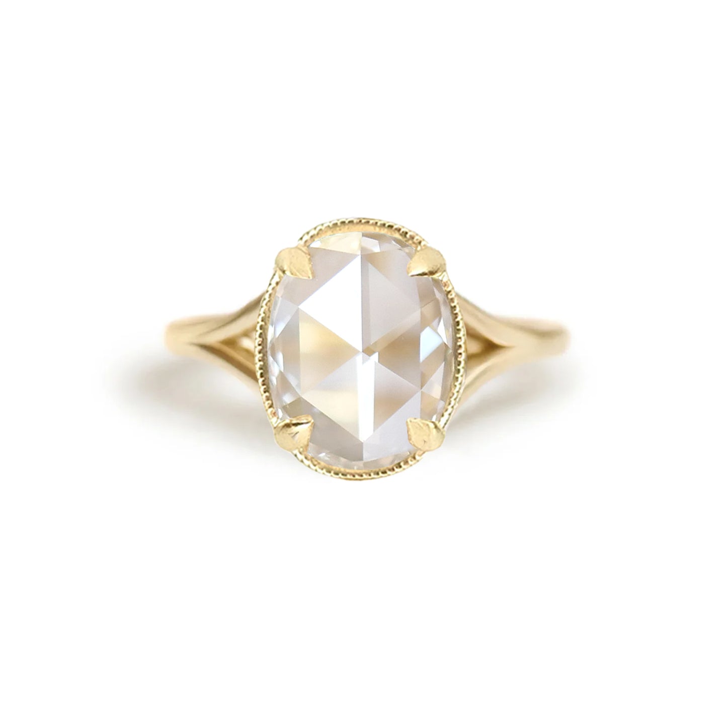 Custom Rose Cut Split Shank Solitaire