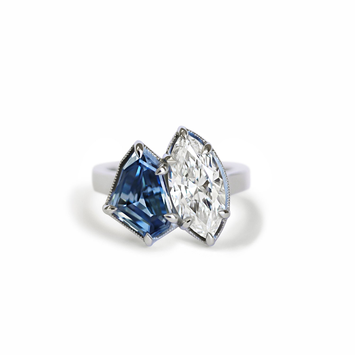 Custom Geometric Toi et Moi Diamond Ring