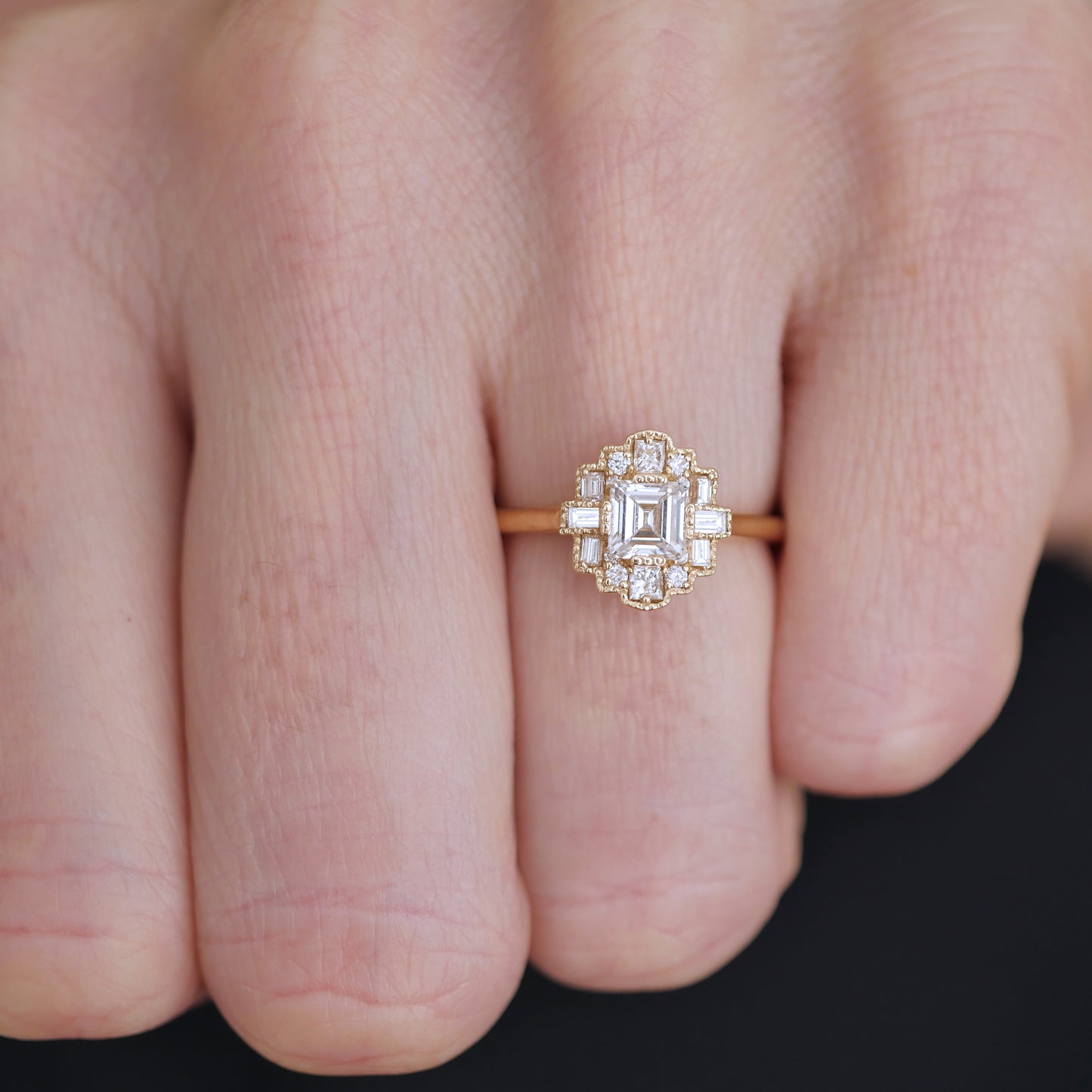 Deco Asscher Cut Diamond Mosaic Ring