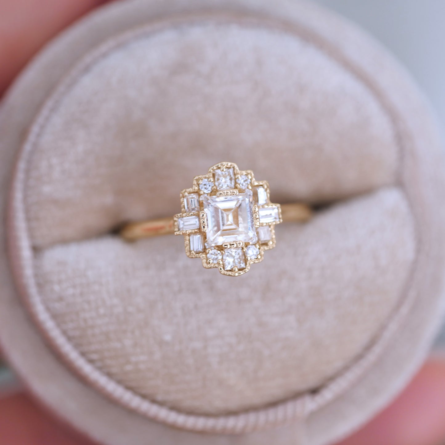 Deco Asscher Cut Diamond Mosaic Ring