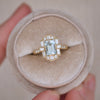 Deco Emerald Cut Aquamarine Diamond Mosaic Ring