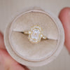 Deco Emerald Cut Moissanite Diamond Mosaic Ring