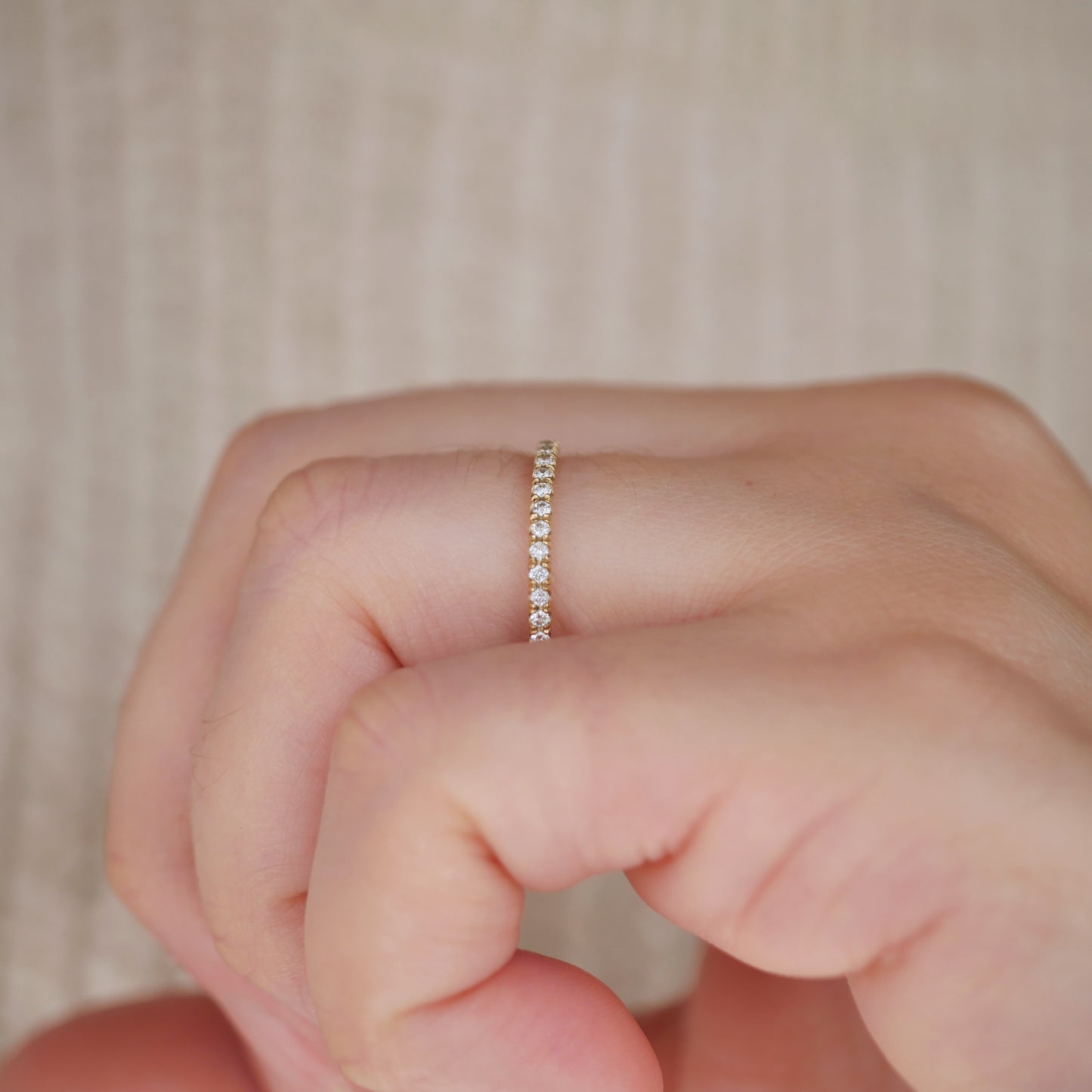 Delicate French Pavé Eternity Diamond Wedding Ring