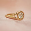 Engraved Split Shank Old European Cut Diamond Ring