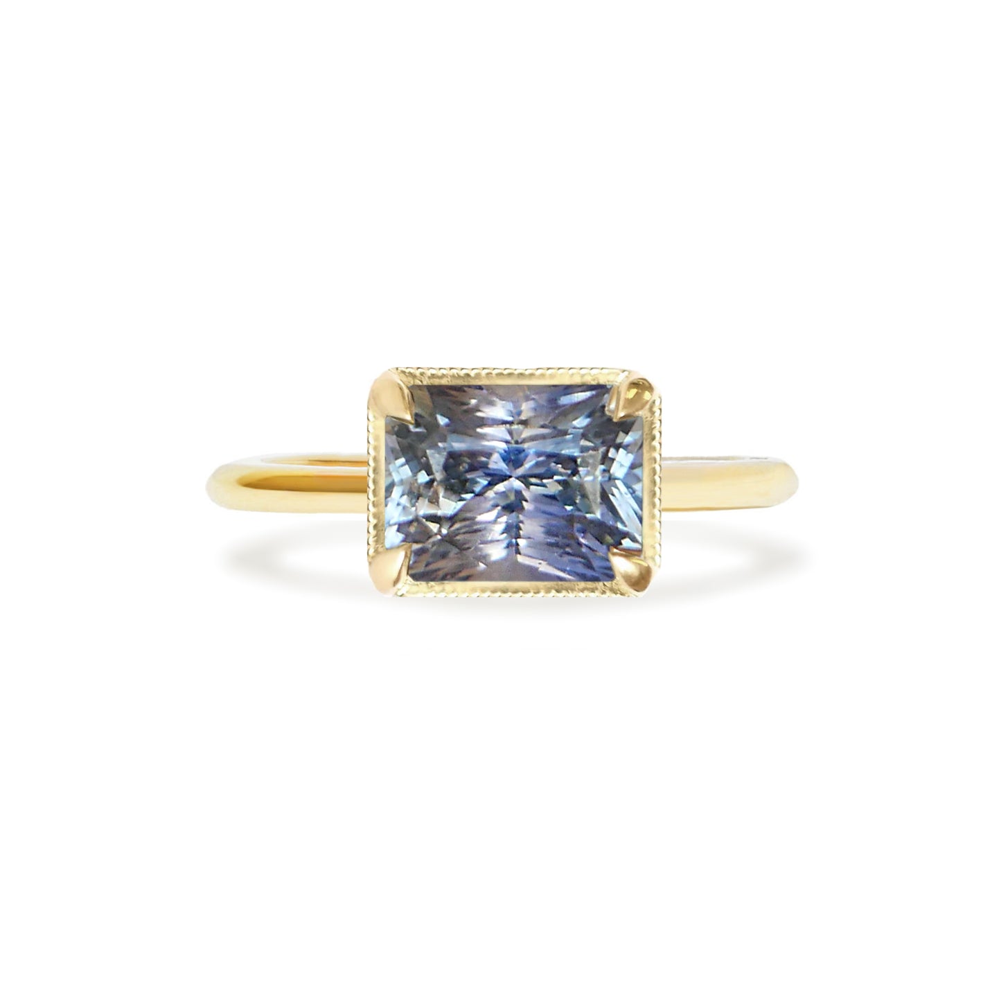 East West Radiant Bi Color Sapphire Solitaire