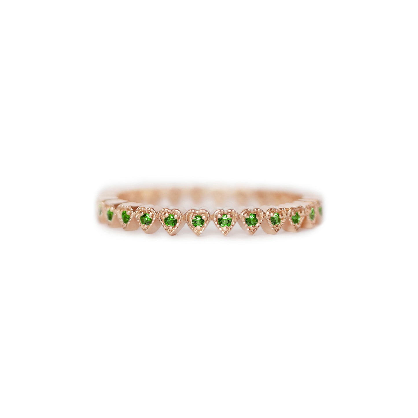 Emerald Deco Notched Heart Eternity Ring