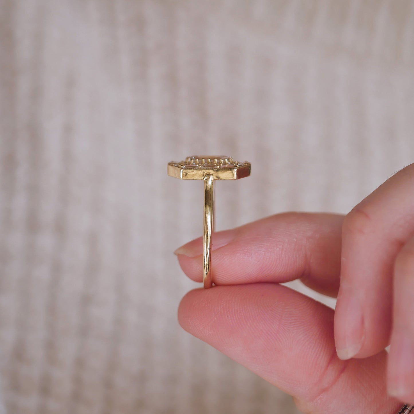 Emerald & French Cut Baguette Diamond Mosaic Ring