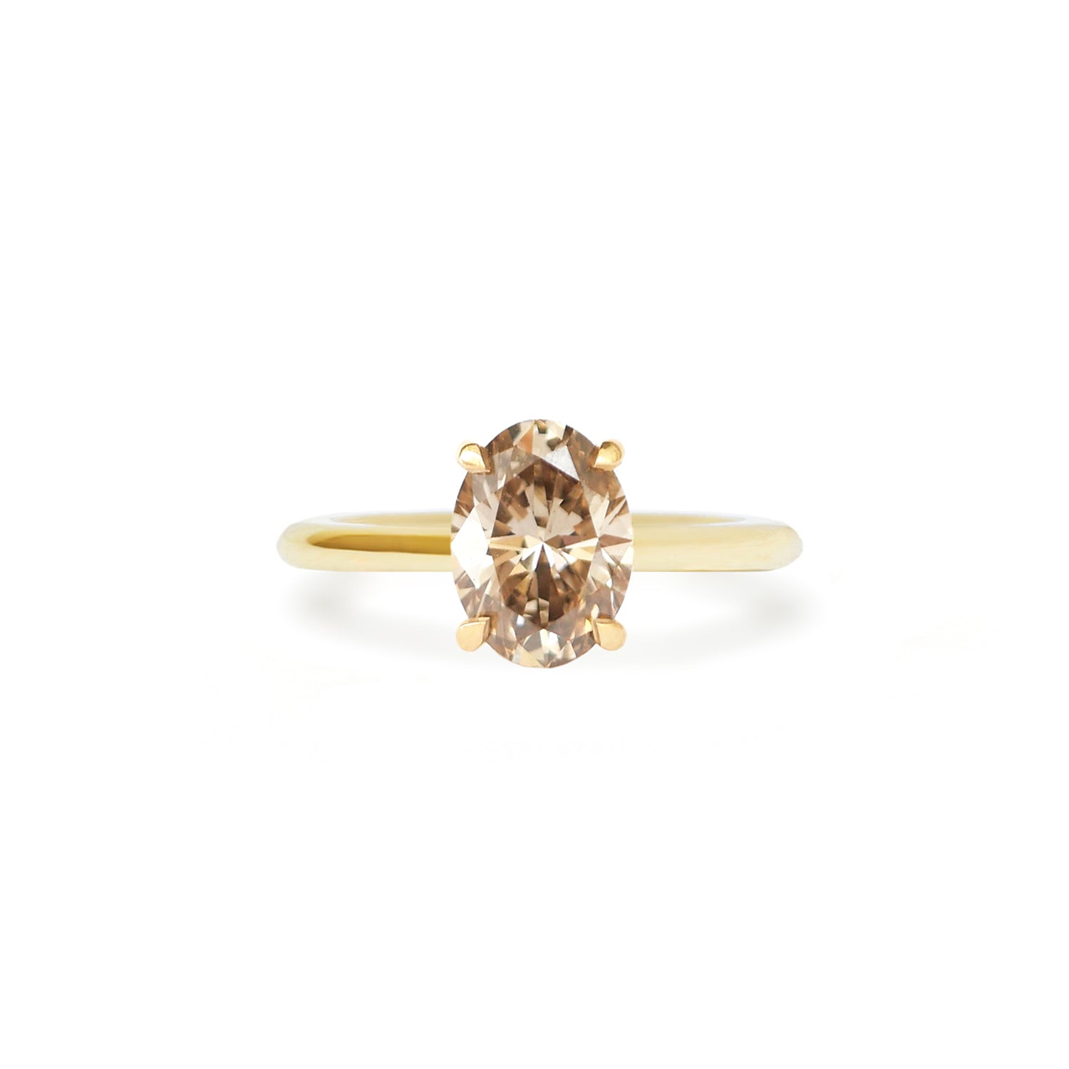 Custom Oval Champagne Solitaire Ring