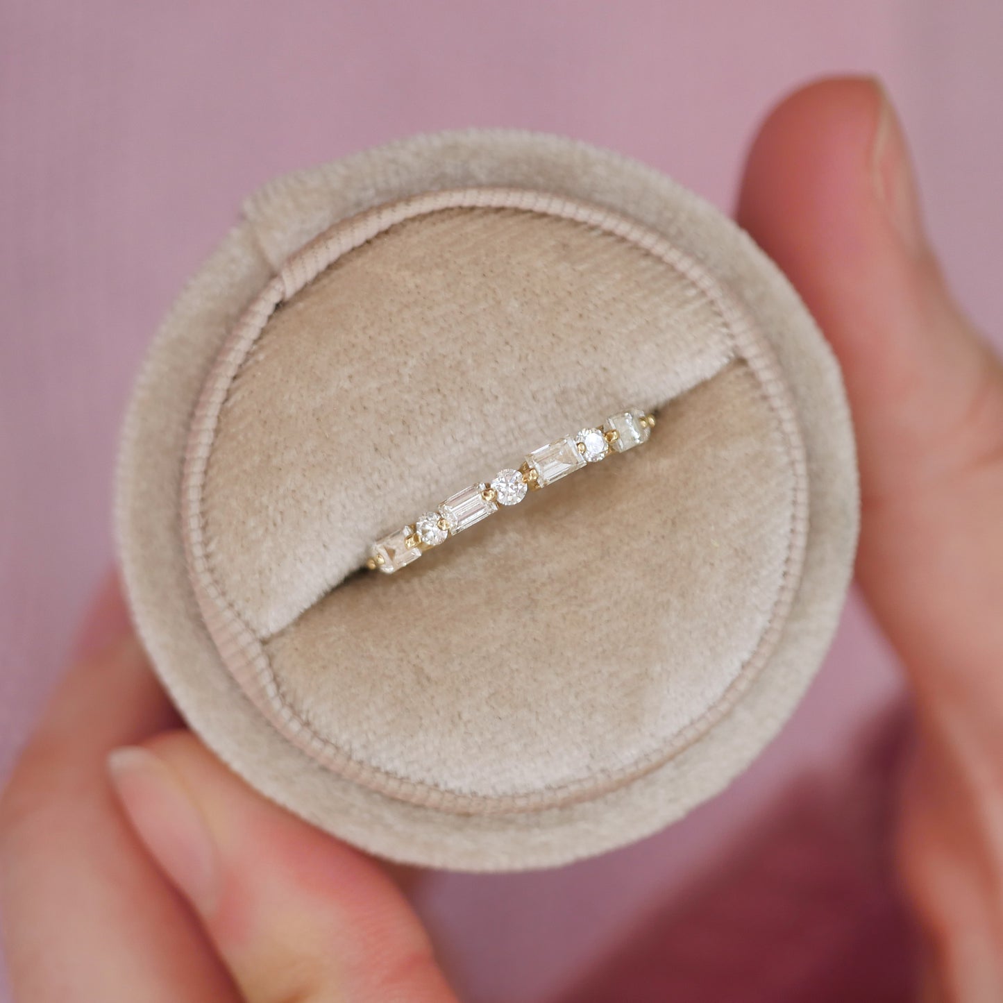Floating Baguette & Round Diamond Ring