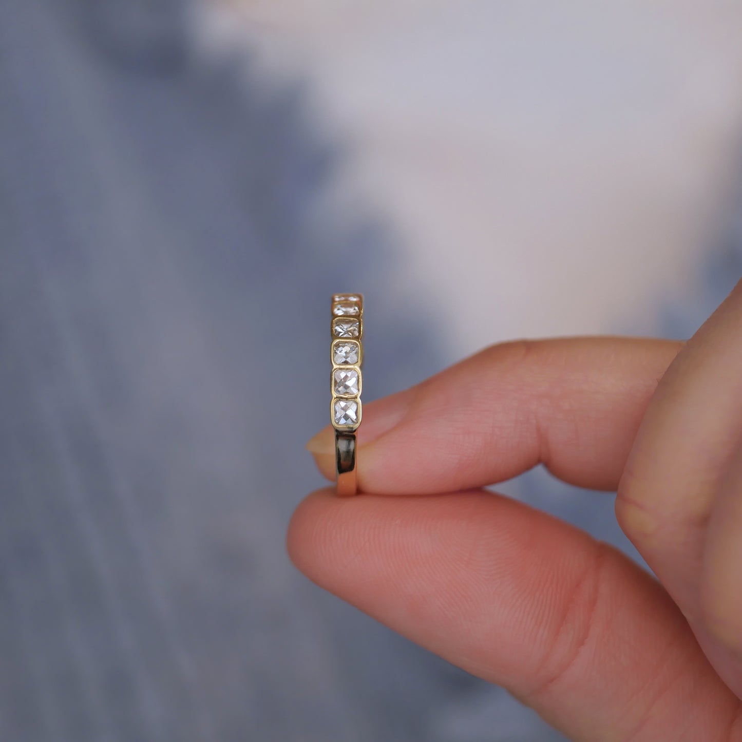French Cut Diamond Bezel Band
