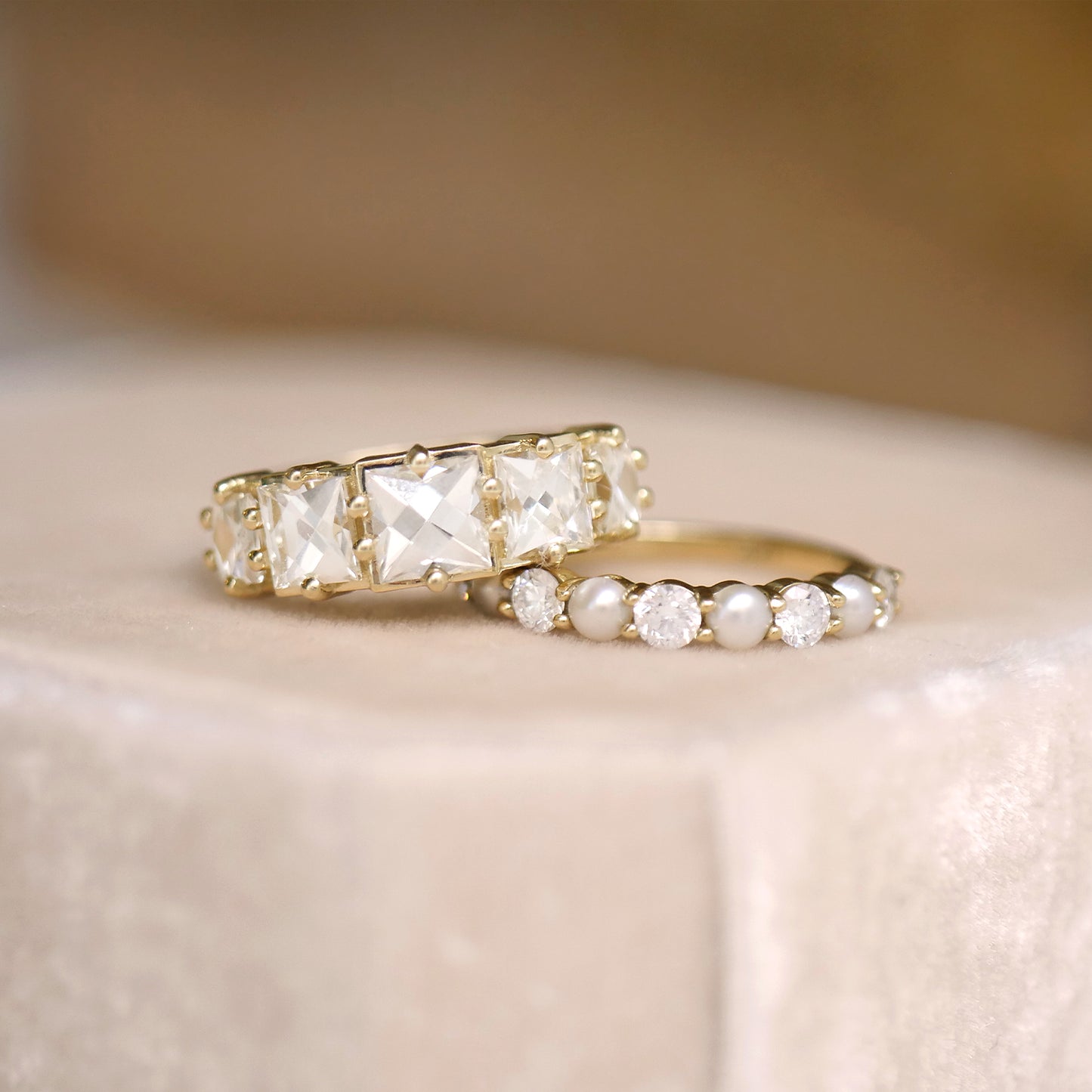 Custom Jumbo French Cut Diamond Line Ring