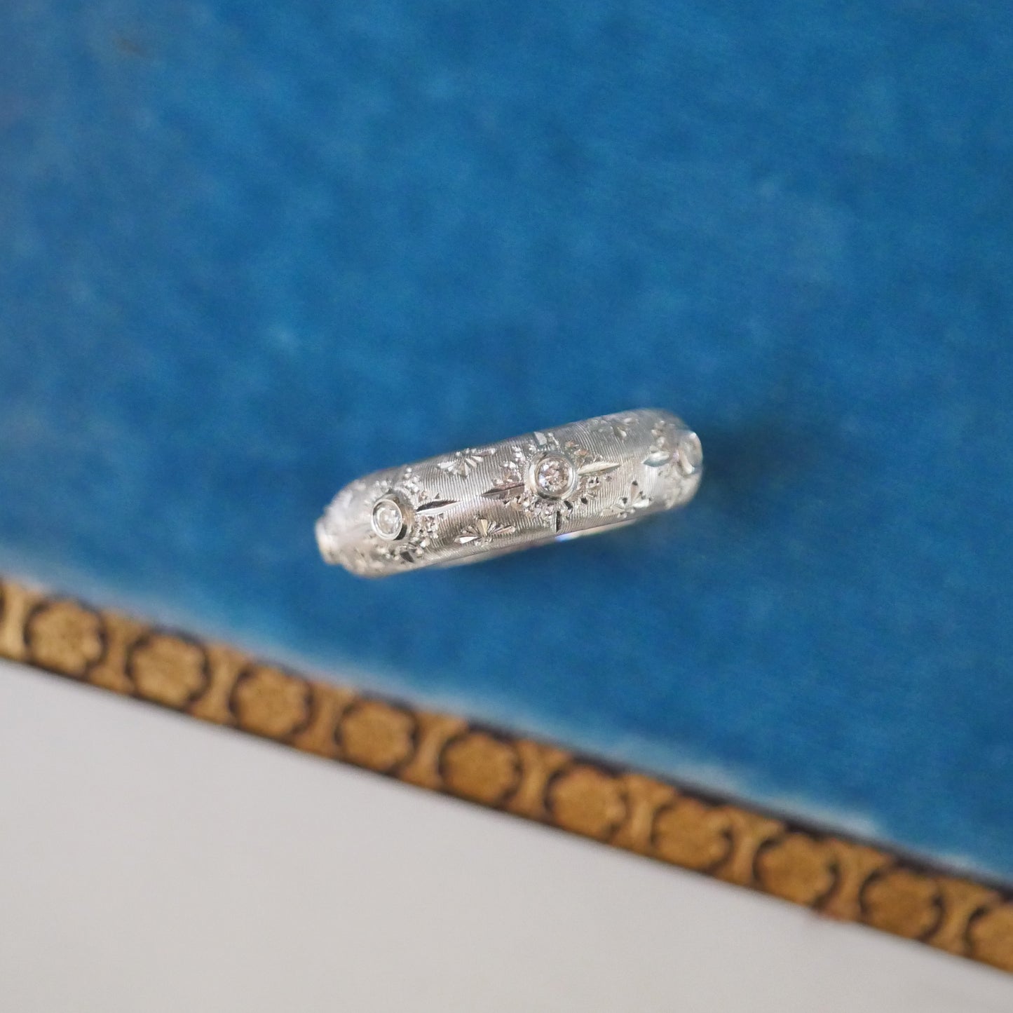 Vintage Hand Engraved Florentine Diamond Ring