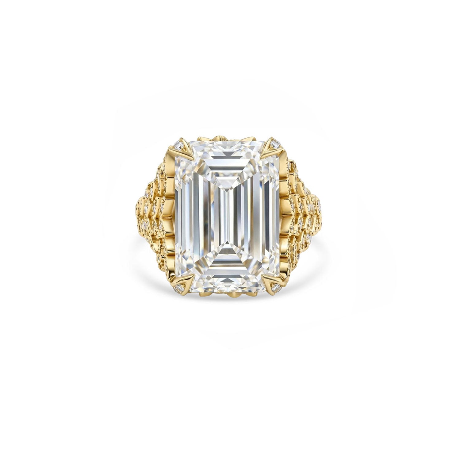 12.00 ctw Feather Emerald Cut Diamond Ring