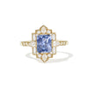 Cornflower Blue Sapphire Deco Emerald & Pear Diamond Mosaic Ring