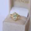Light Sage Green Radiant Deco Emerald & Pear Diamond Mosaic Ring