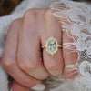Light Sage Green Radiant Deco Emerald & Pear Diamond Mosaic Ring