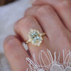Light Sage Green Radiant Deco Emerald & Pear Diamond Mosaic Ring