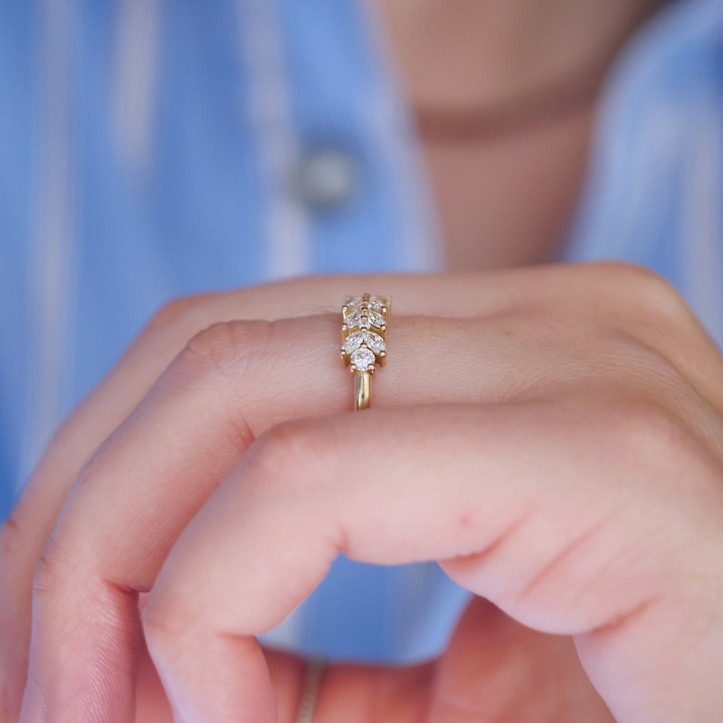 Marquise & Round Lily Diamond Mosaic Band