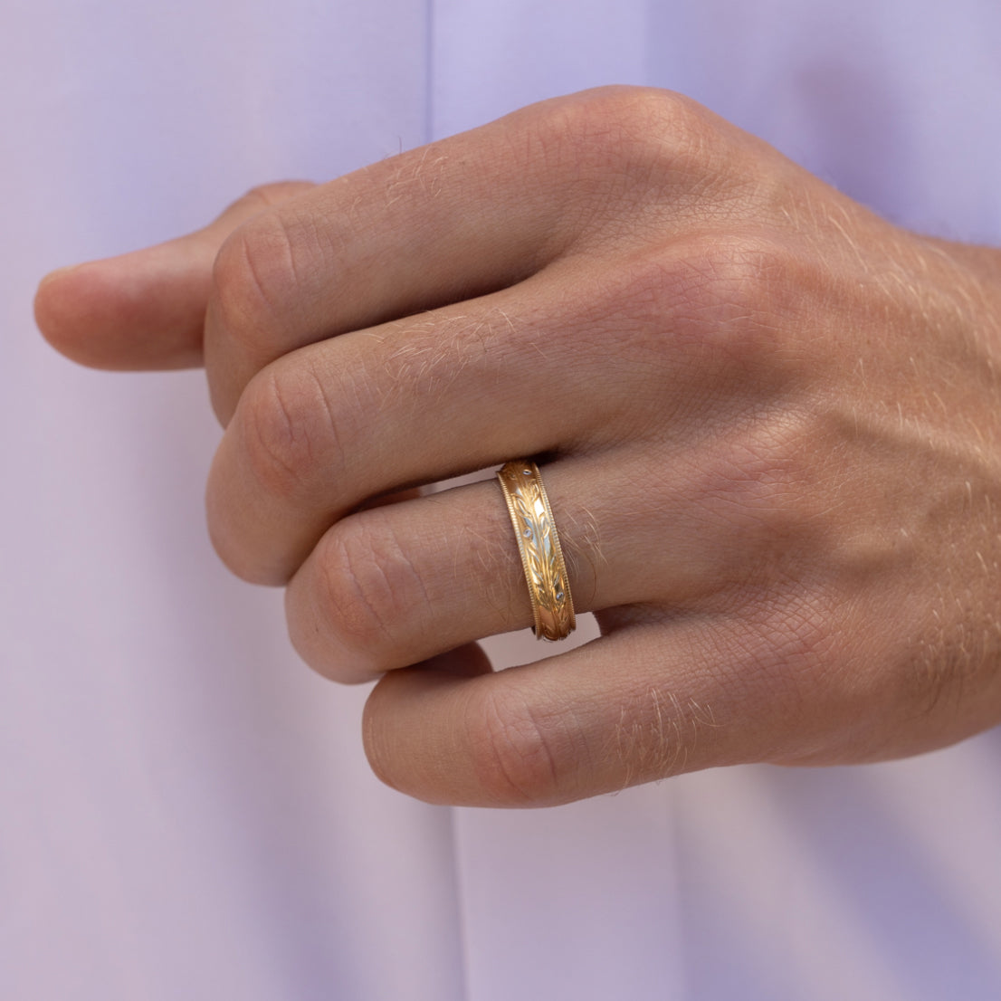 Men's Olive Branch Wedding Ring