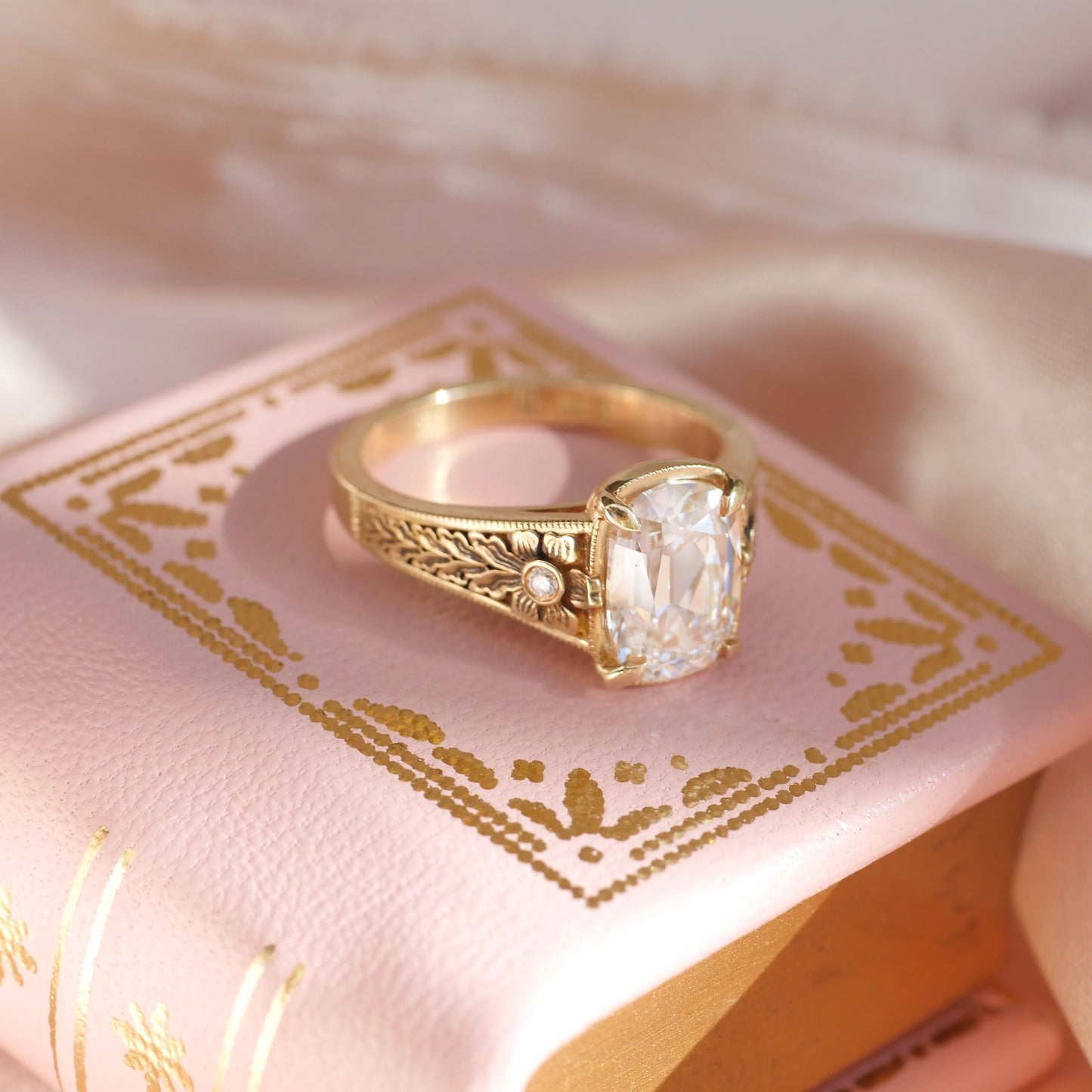 Nightbloom Antique Cushion Cut Diamond Ring