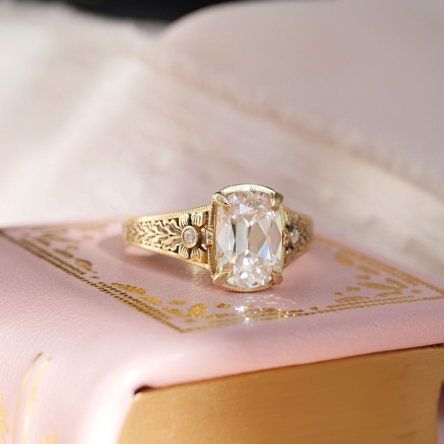 Nightbloom Antique Cushion Cut Diamond Ring