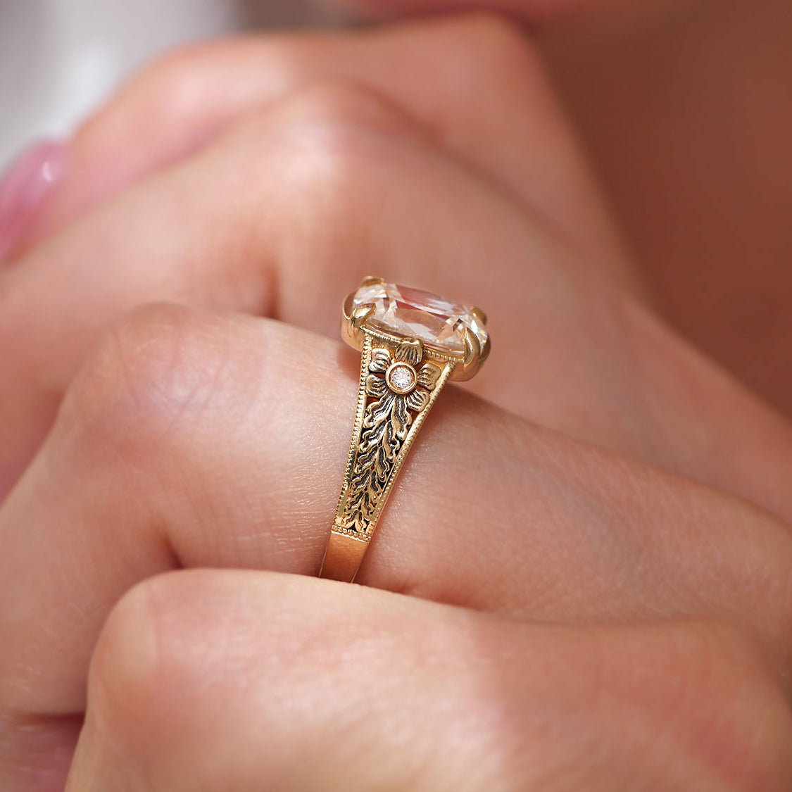 Nightbloom Antique Cushion Cut Diamond Ring