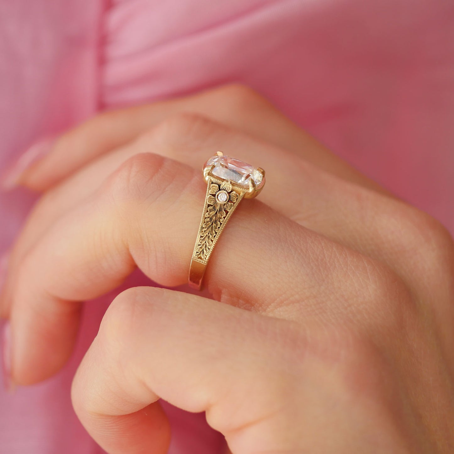 Nightbloom Antique Cushion Cut Diamond Ring