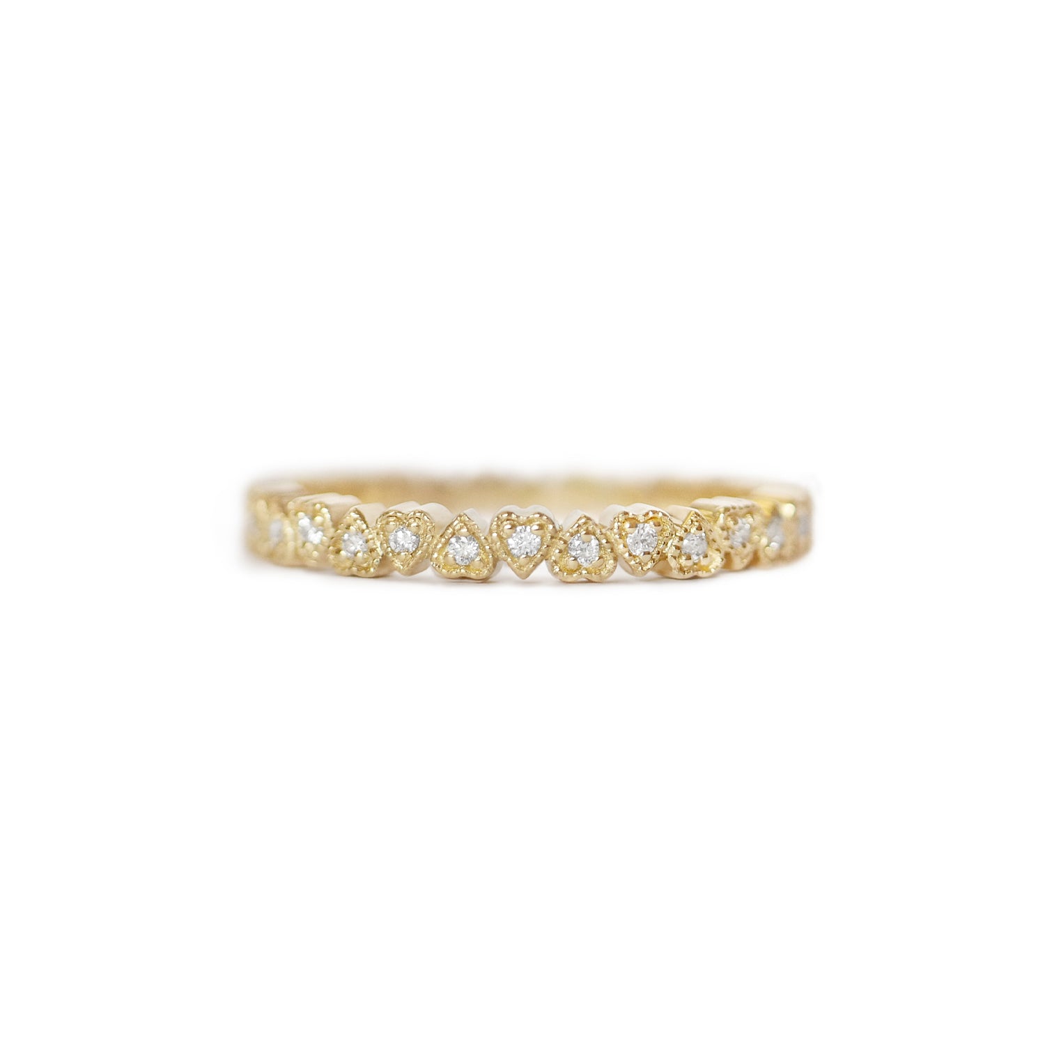 Deco Notched Alternating Heart Eternity Ring