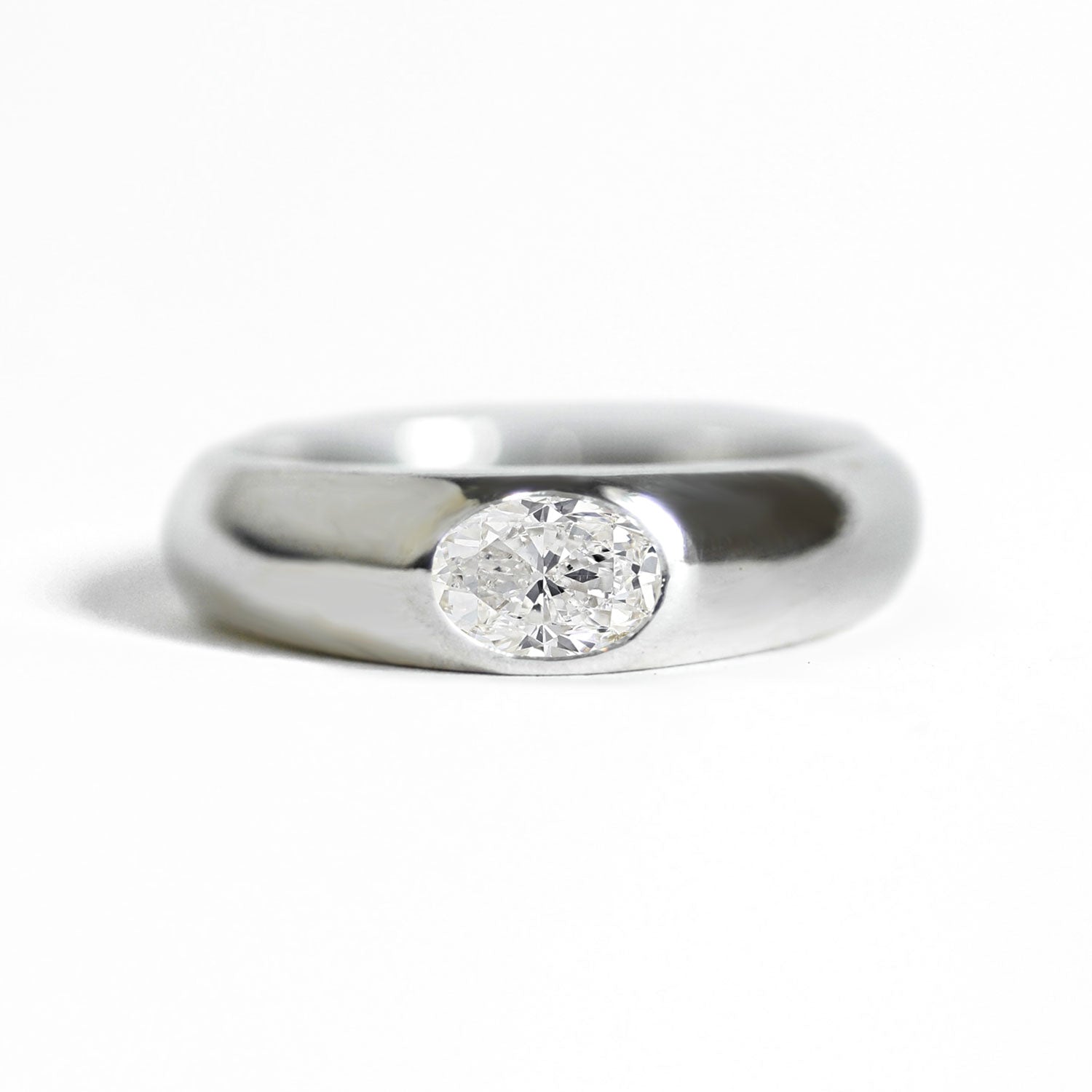 Oval Moissanite Signet Ring