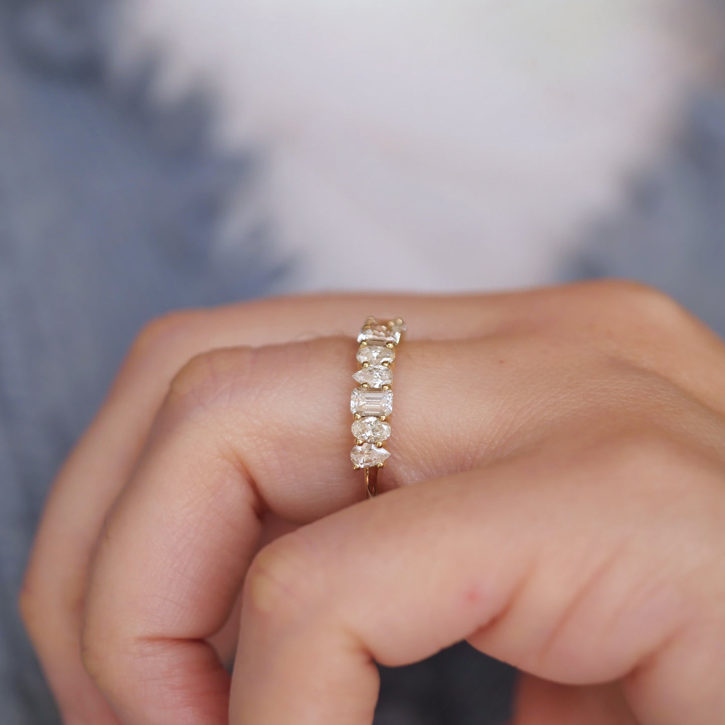 Oval, Emerald & Pear Diamond Mosaic Band