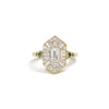 Custom Elongated Hexagon Emerald and Sapphire Ballerina Ring