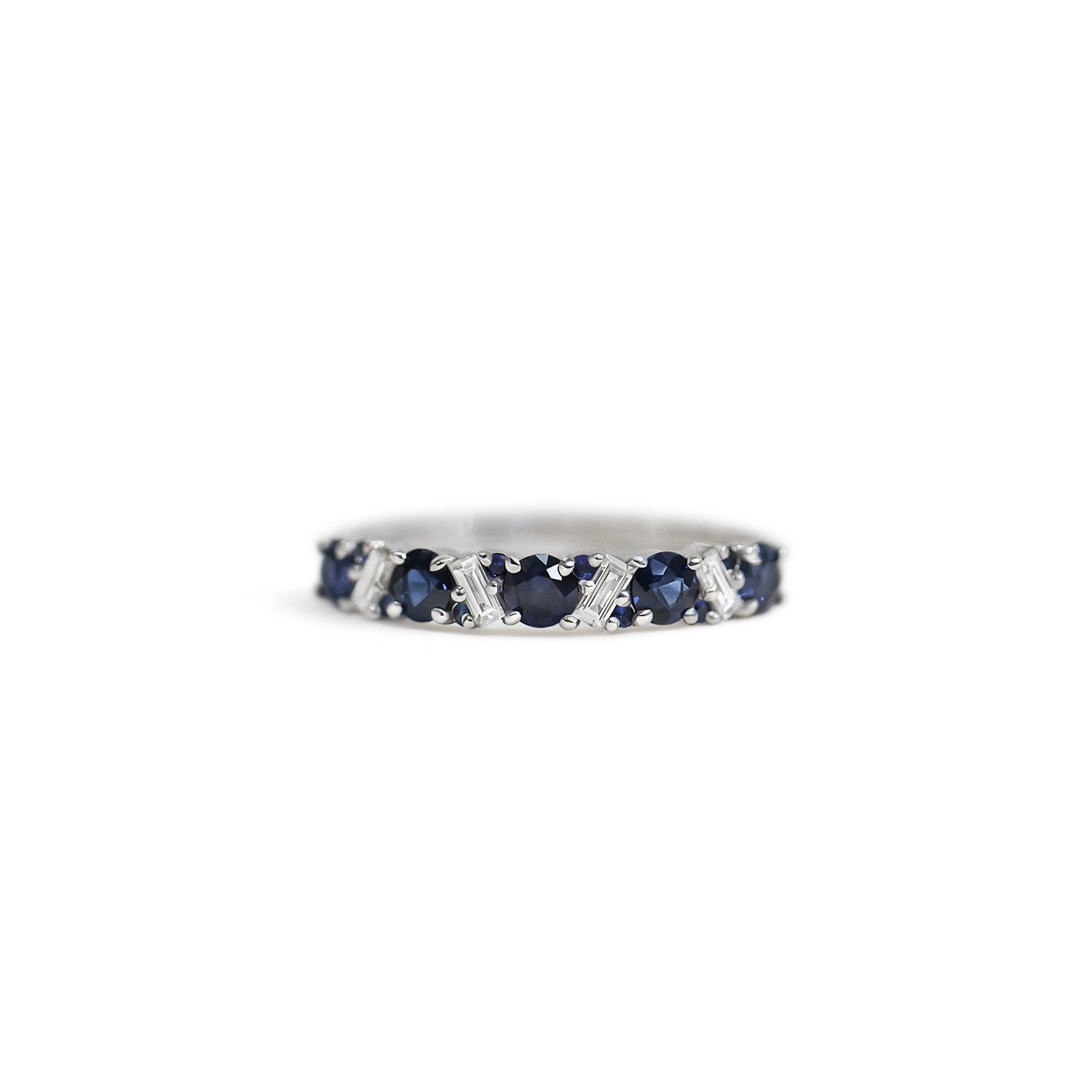 Custom Blue Sapphire and Diamond Confetti Band