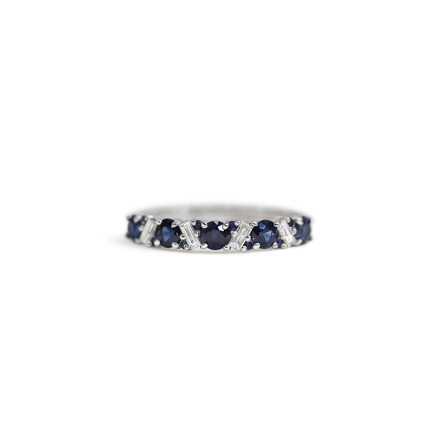 Custom Blue Sapphire and Diamond Confetti Band