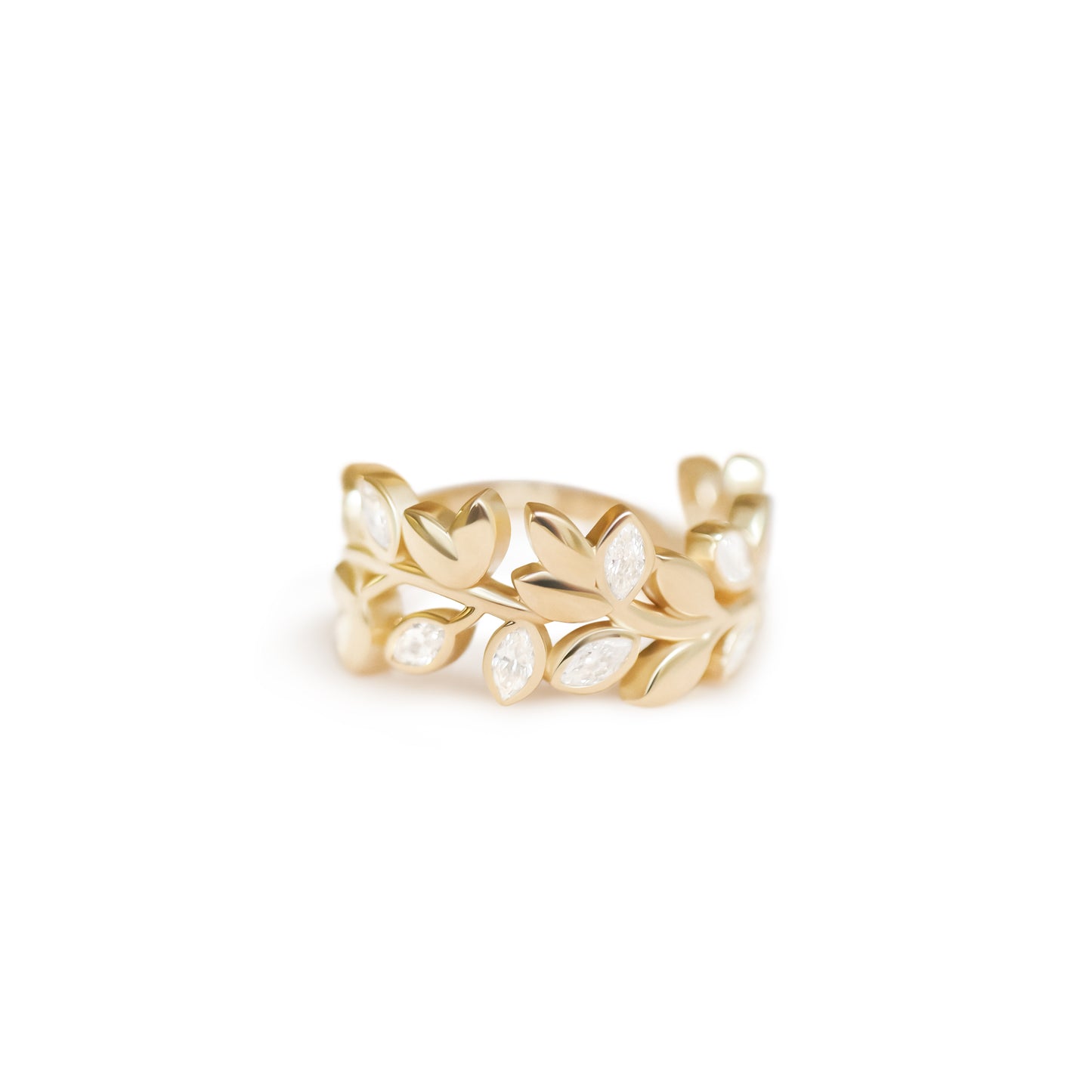 Custom Wide Leaf Diamond Band