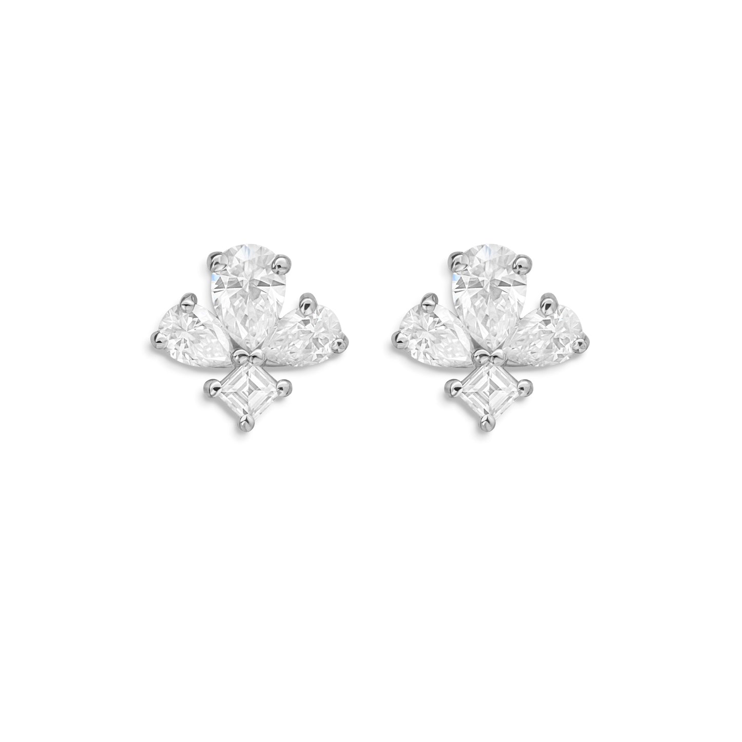 Deco Petal Diamond Stud Earrings