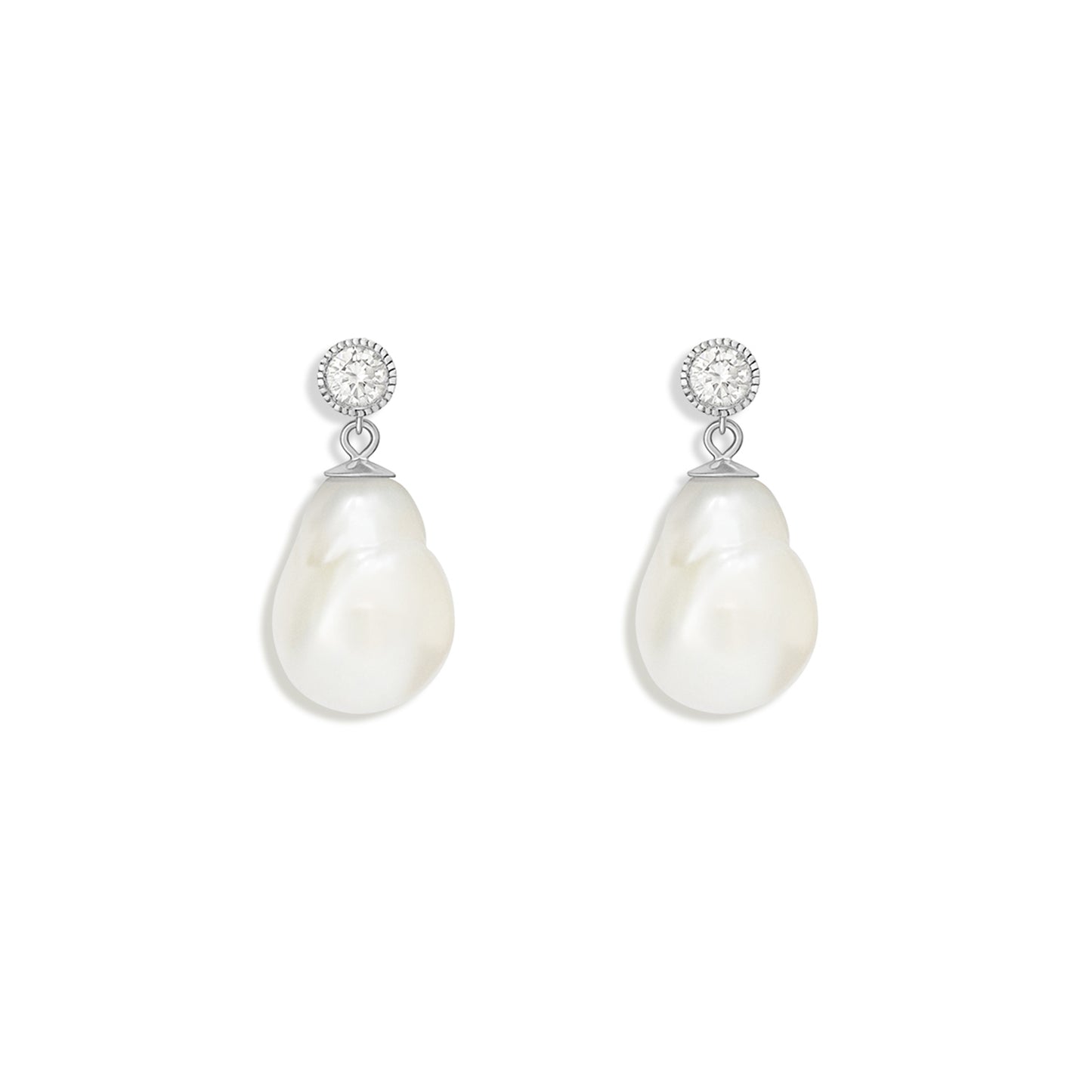 Baroque Pearl & Diamond Drop Earrings