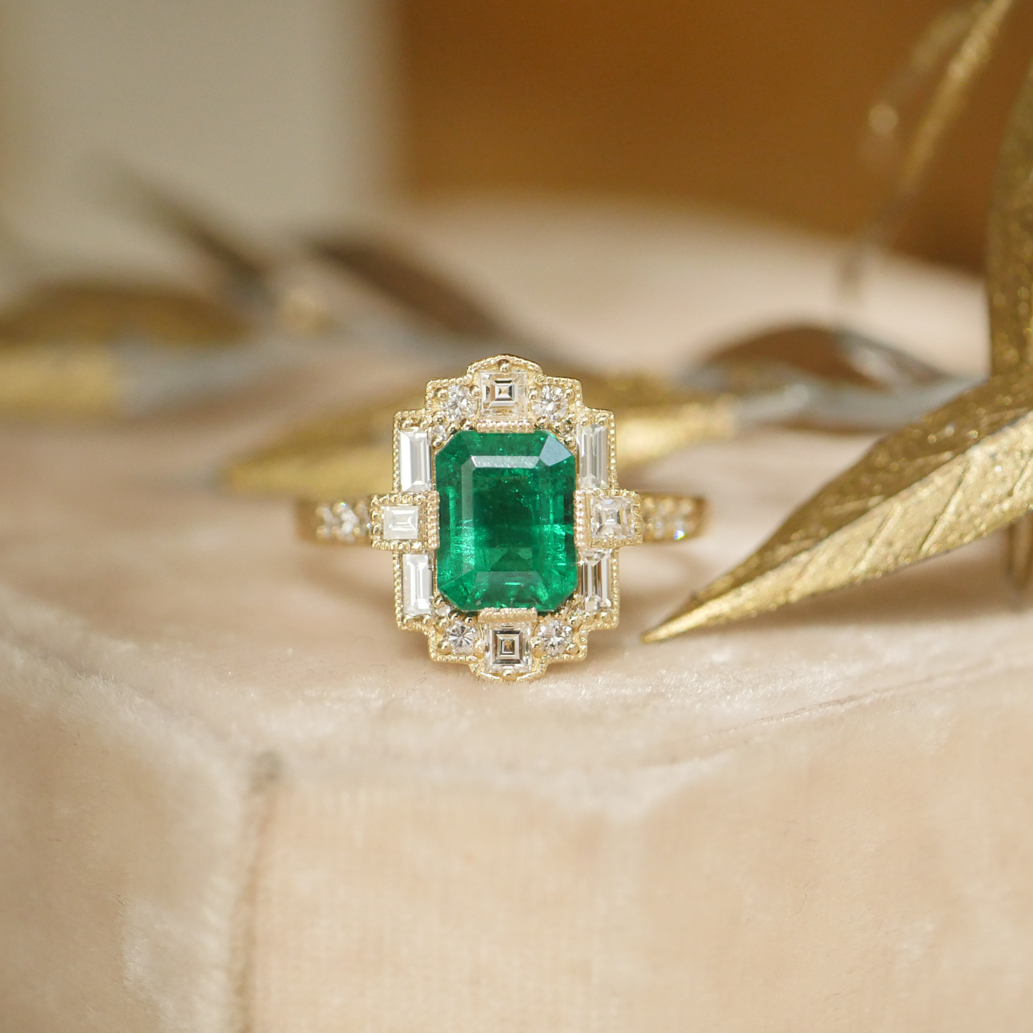 Emerald Deco Emerald Cut Diamond Mosaic Ring