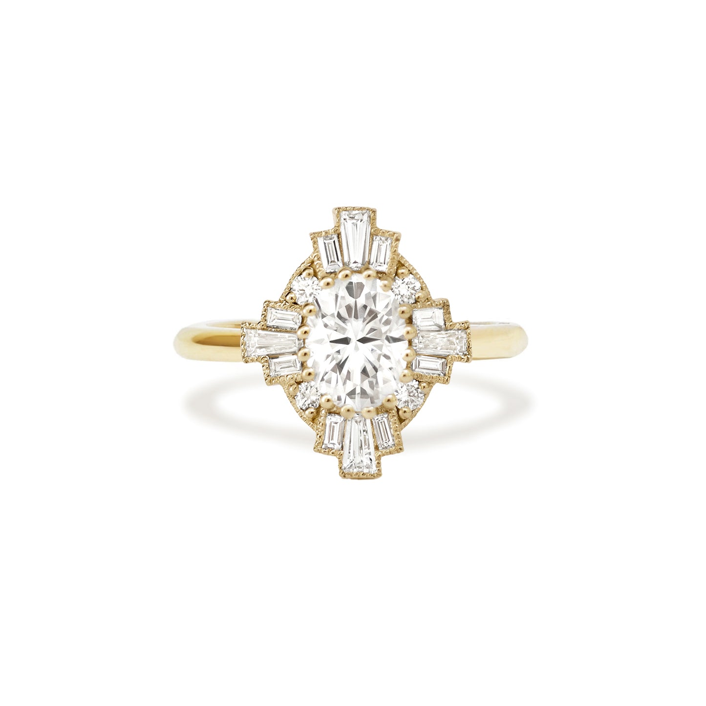 Aura Deco Oval Moissanite & Diamond Mosaic Ring