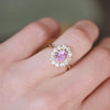 Pink Sapphire & Old Euro Diamond Cluster Ring