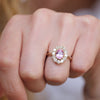 Pink Sapphire & Old Euro Diamond Cluster Ring