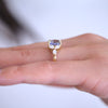 Cornflower Blue Sapphire & Marquise Diamond Ring